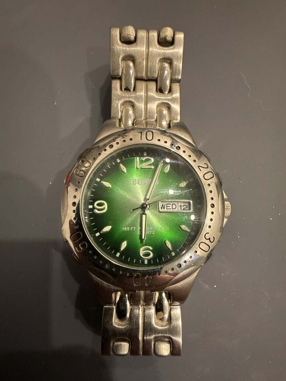 Benrus BNW99003 Men's Green Dial Day-Date Quartz Watch